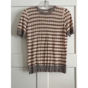 Tory Burch Printed Multicolor Tee Short Sleeve Crew Neck Top Size Small